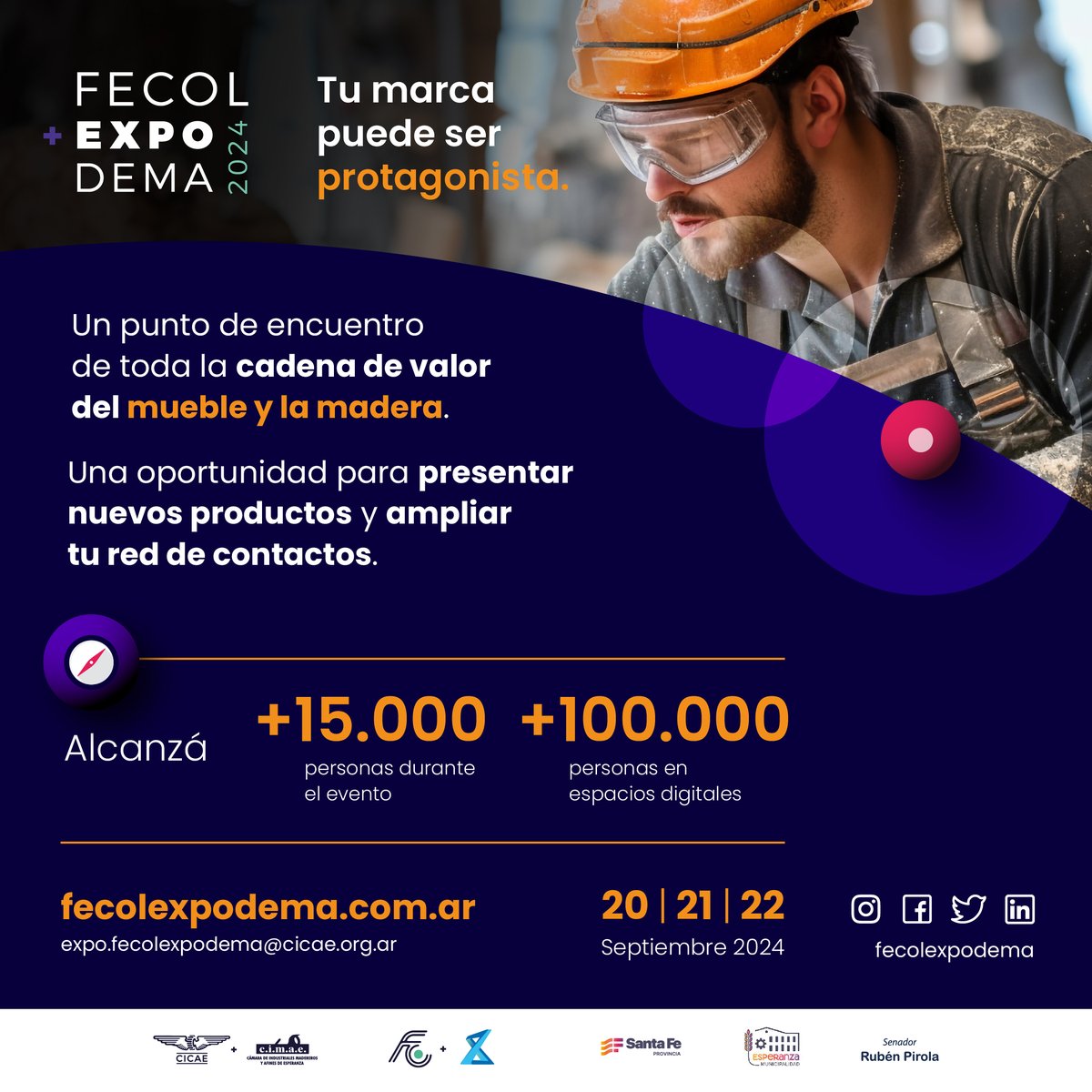 FECOLEXPODEMA's tweet photo. ¡No te pierdas el evento más esperado! Tres días de pura inspiración en el mundo de los muebles. 🛋️✨ 
Marcá las fechas: 20, 21 y 22 de septiembre. 
¡Novedades, expertos y más! 🌐 Info: expo.fecolexpodema@cicae.org.ar 
#Diseño #Innovación #Tendencias #fecolexpodema2024 https://t.co/un6yoSqyKG