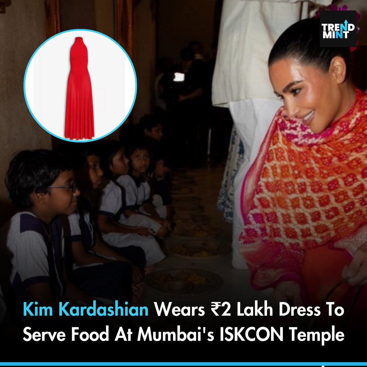 TrendMintMedia's tweet photo. Kim Kardashian recently paid a visit to the ISKCON temple in Juhu. Kim Kardashian wore a red dress by Maison Alaia, which cost approximately ₹2 lakh.
#trendmint #kimkardashian #iskcon https://t.co/y2JXLyO1rd