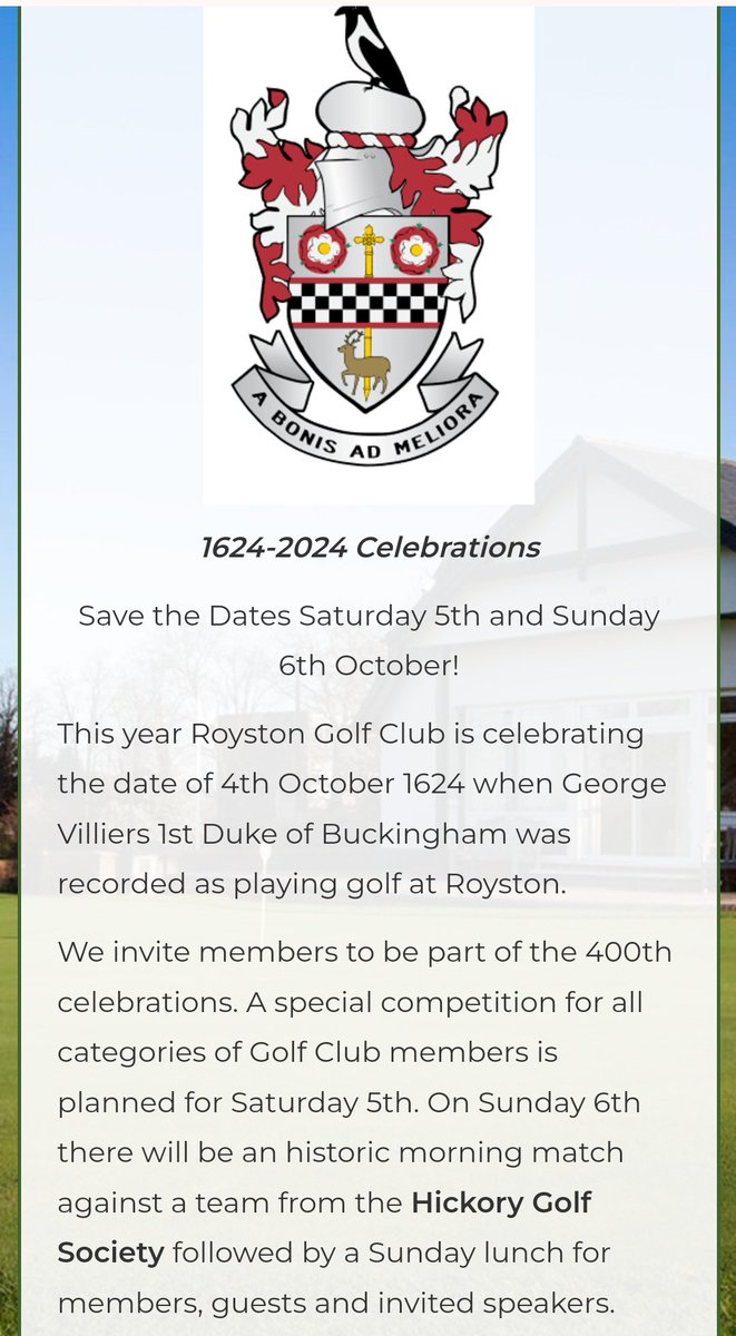 Celebrating 400 years of golf at Royston later in the year.