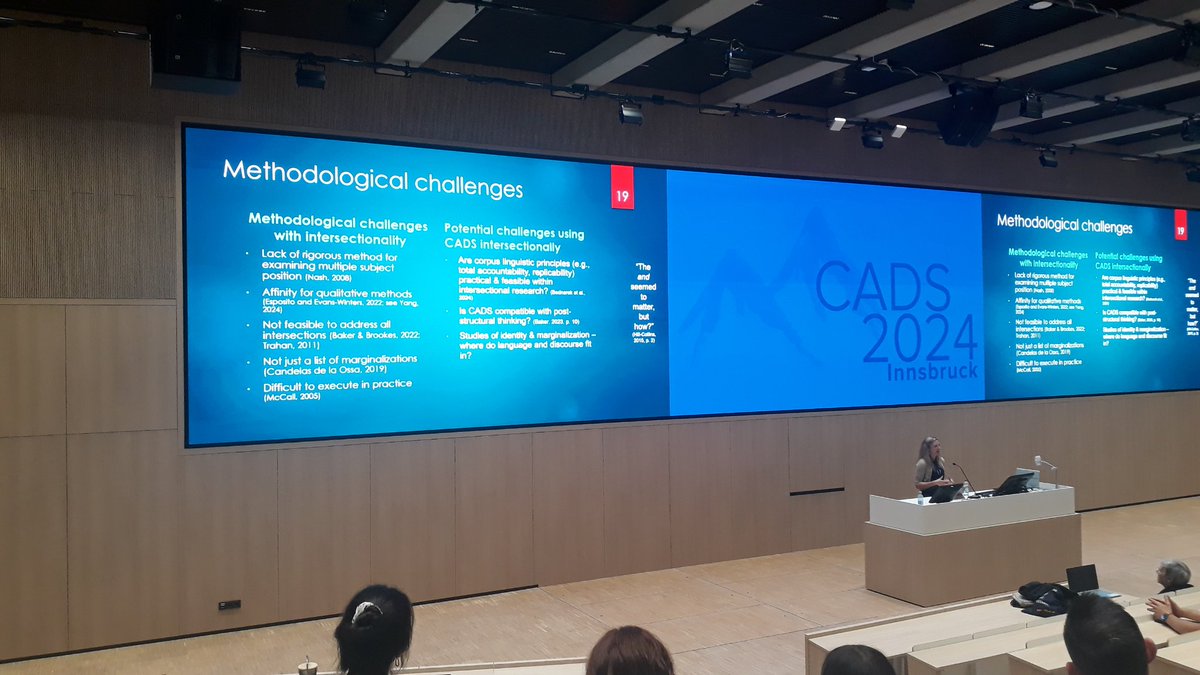 Fascinating #cads2024 keynote <a href="/RachelleVessey/">Rachelle Vessey</a> . Existing #CADS methods can be used to explore intersectionality, a lens that could help linguists communicate research to other fields, too.