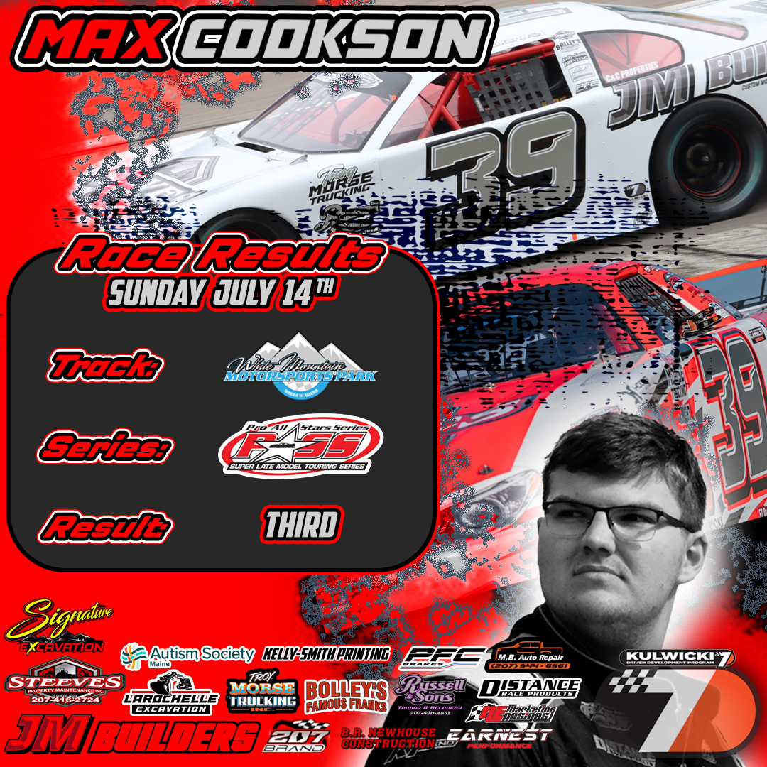 MaxJCookson's tweet image. Max returned to the Podium at WMMP, finishing a solid 3rd place.

Max is going to take a few weeks off, using this time to test for the upcoming Oxford 250.

As a prelude to the 250, his next race will be the PASS North 150 on  August 4th.