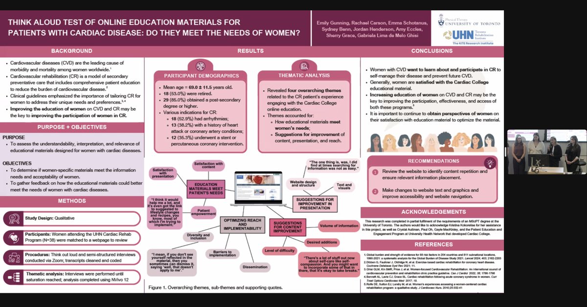 gabrielamghisi's tweet photo. Super proud of my 5 MScPT students presenting their final work at today's @UofT MScPT Research Day 2024! It was a pleasure working with you all this year. Special thanks to @sherrylgrace for her invaluable co-supervision and expertise. https://t.co/tB9k1nwNDy