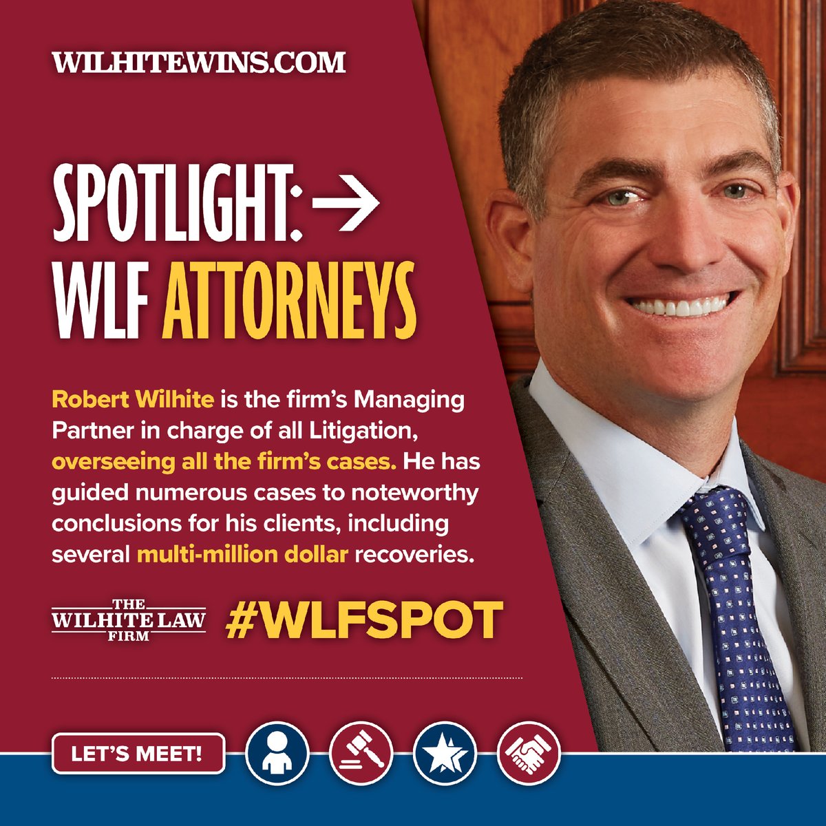 ⚖️ On this #InternationalDayofJustice, we're shining a spotlight on our incredible leader and Managing Partner, Rob Wilhite.

Under Rob's leadership, The Wilhite Law Firm remains committed to upholding the principles of justice and equality in our communities and beyond.