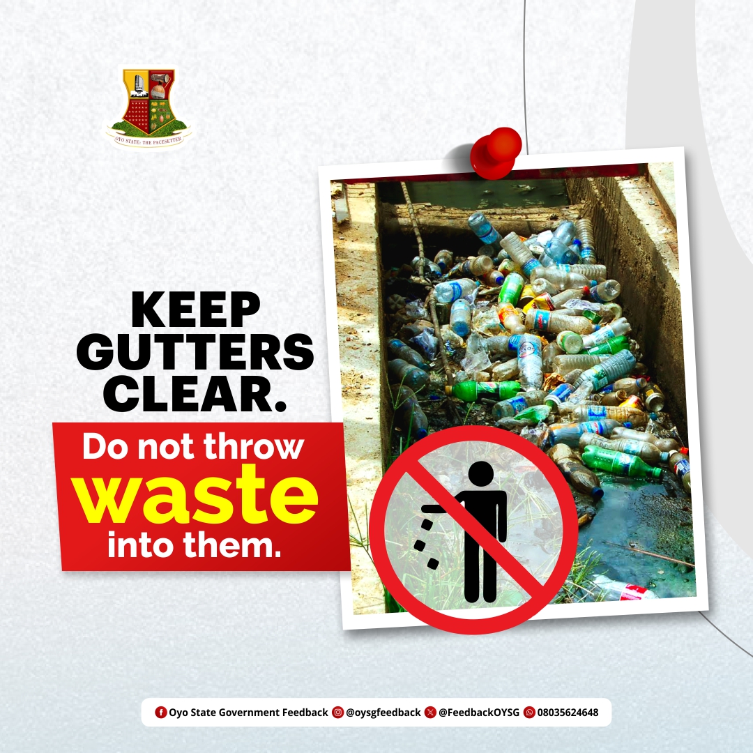 Let’s protect Oyo State together. Take responsibility by disposing of your waste properly to reduce the risk of flooding this rainy season.