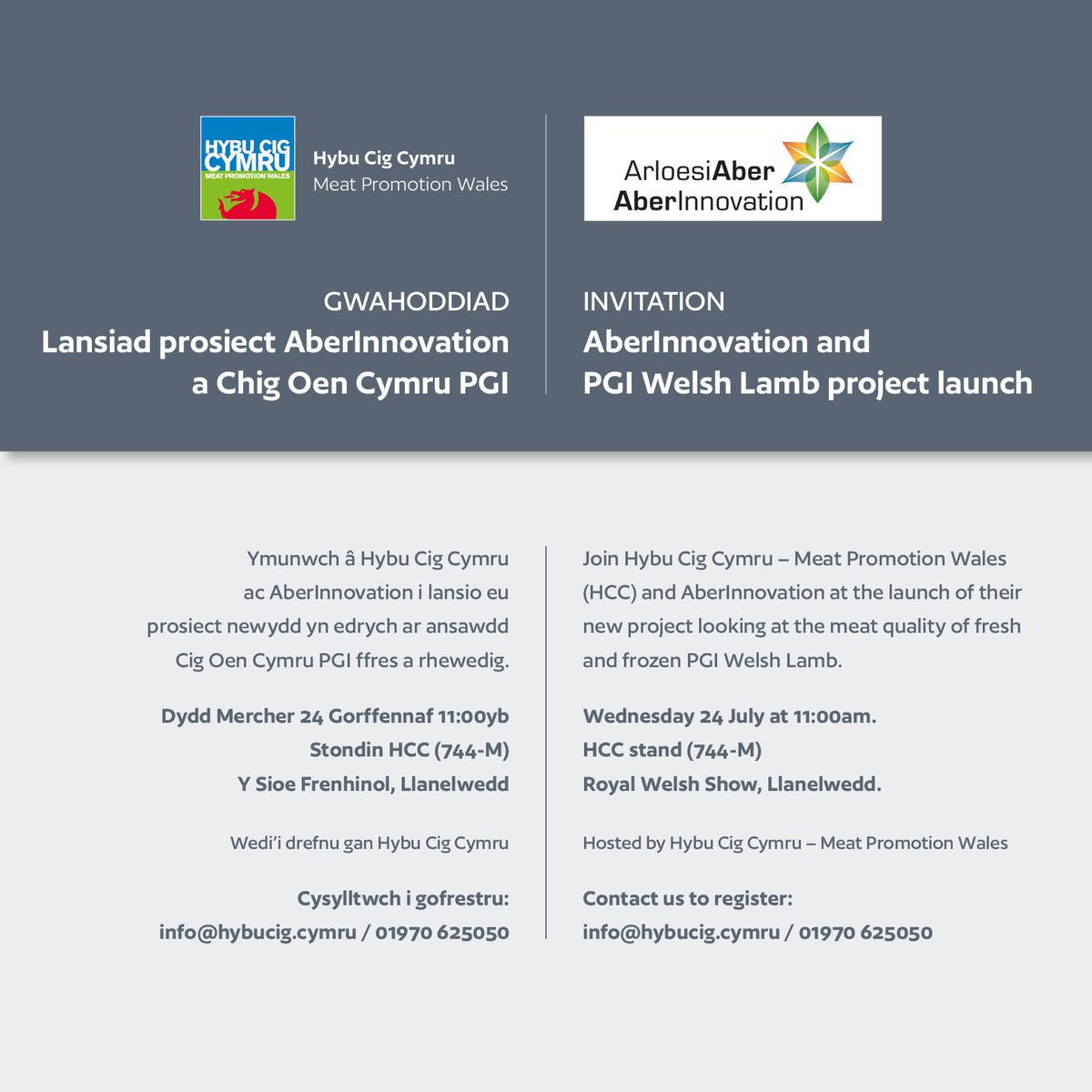 HybuCigCymru's tweet photo. Join us next Wednesday at the Royal Welsh Show as we launch our new project working with AberInnovation  looking at the meat quality of fresh and frozen PGI Welsh Lamb. 🏴󠁧󠁢󠁷󠁬󠁳󠁿❄️

All are welcome to attend to find out more on the HCC stand at 11am on Wednesday. https://t.co/1oUNqpTjOD