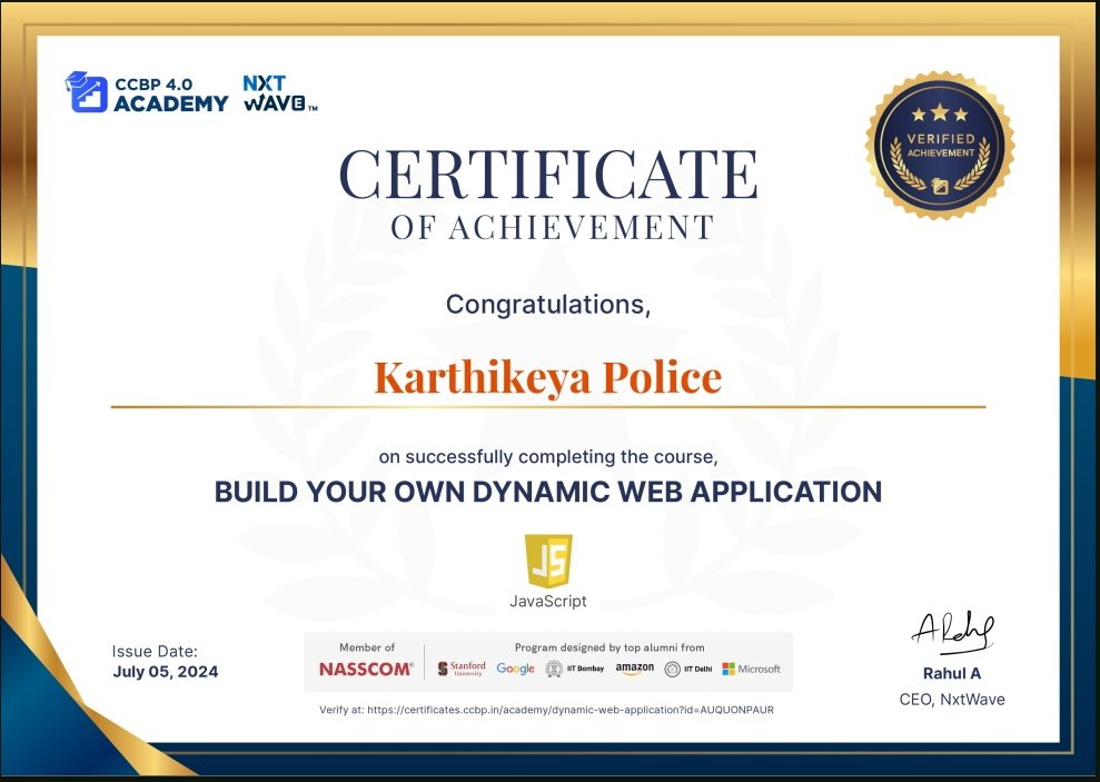 KarthiK60854068's tweet photo. 𝑰'𝒎 𝑬𝒙𝒄𝒊𝒕𝒆𝒅 𝒕𝒐 𝒔𝒉𝒂𝒓𝒆 𝒕𝒉𝒂𝒕 𝑰'𝒗𝒆 𝒐𝒃𝒕𝒂𝒊𝒏𝒆𝒅 𝒂 𝒏𝒆𝒘 𝒄𝒆𝒓𝒕𝒊𝒇𝒊𝒄𝒂𝒕𝒊𝒐𝒏: 𝑩𝒖𝒊𝒍𝒅 𝒀𝒐𝒖𝒓 𝑶𝒘𝒏 𝑫𝒚𝒏𝒂𝒎𝒊𝒄 𝑾𝒆𝒃 𝑨𝒑𝒑𝒍𝒊𝒄𝒂𝒕𝒊𝒐𝒏 𝒇𝒓𝒐𝒎 𝑵𝒙𝒕𝑾𝒂𝒗𝒆!
𝑻𝒉𝒂𝒏𝒌𝒚𝒐𝒖 @nxtwave_tech! 𝑻𝒆𝒂𝒎 
#ccbp #ccbpian #nxtwave https://t.co/xcFOVmWegy