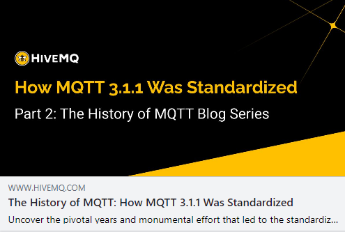 Calls for the standardization of MQTT were coming from numerous sources by this time, including IBM clients, industry providers and users. 🐝 loom.ly/Z9jsf_A 🐝 #MQTT #IIoT #IoT #HiveMQ