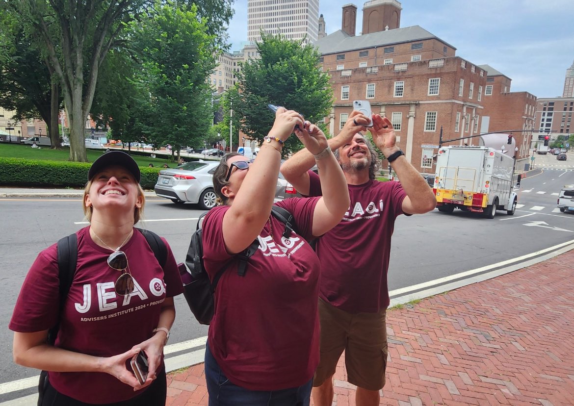 Members of <a href="/nationalJEA/">JEA</a> Adviser Institute storytelling team 1 admire Fleur-de-lys Studio in search of HP Lovecraft Lore.  #JEAai 

📷: Alvin Ivy