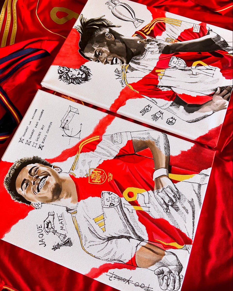 _Artmoli's tweet photo. Lamine &amp; Nico 🇪🇸

Dibujos de dos jugadores que nos han hecho vibrar con su futbol y su alegría durante la Euro. He querido probar con un estilo de dibujo diferente, más creativo y plagado de detalles. Mejor jugador joven y MVP de la final, llevándonos a ser campeones de Europa! https://t.co/UrEeS885ev