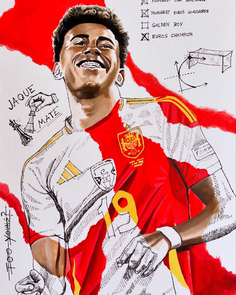_Artmoli's tweet photo. Lamine &amp; Nico 🇪🇸

Dibujos de dos jugadores que nos han hecho vibrar con su futbol y su alegría durante la Euro. He querido probar con un estilo de dibujo diferente, más creativo y plagado de detalles. Mejor jugador joven y MVP de la final, llevándonos a ser campeones de Europa! https://t.co/UrEeS885ev