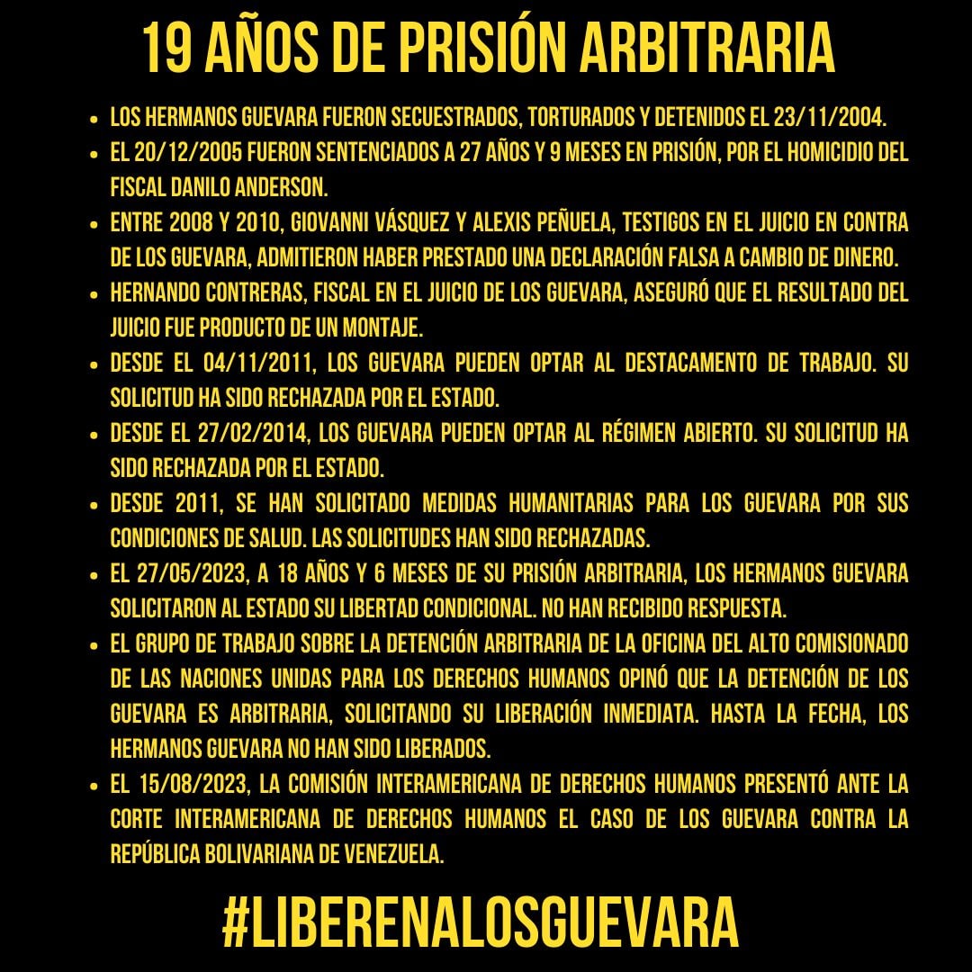 Hoy se conmemora el Día de la Justicia Internacional.  Rolando, Otoniel y Juan Guevara están a la espera de la misma, tras 19 años y 7 meses de no obtenerla en el país.  #LiberenAlosGuevara.