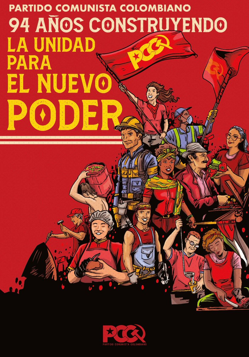 #94AñosDeHistoriaPCC 🎉Hoy cumple 94 años de historia el glorioso Partido Comunista Colombiano. Son 94 años de lucha junto al pueblo, impulsando la unidad de los sectores sociales y más humildes para conquistar derechos y transformaciones sociales hacia la paz y la democracia.⚒️