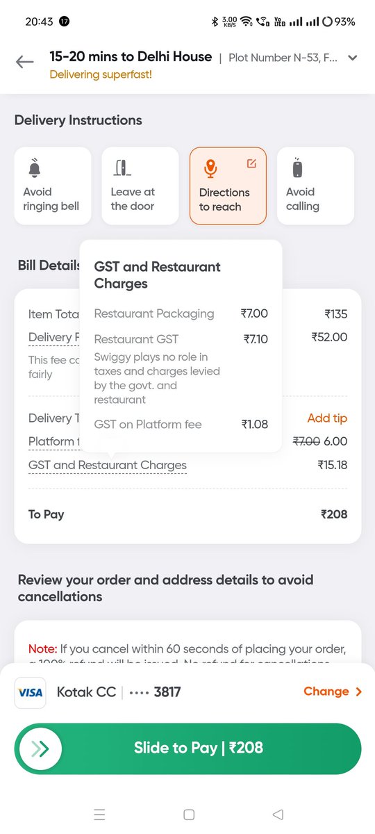 apsingh0491's tweet photo. @Swiggy @SwiggyCares The same food items are available at the same restaurant for Rs 80 when ordered directly from the restaurant and you guys are charging 200+? https://t.co/uzxS2wG5oT