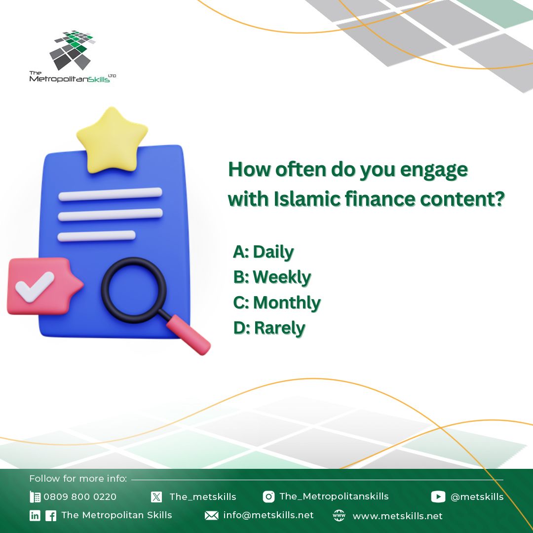 The_MetSkills's tweet photo. How often do you check out Islamic finance content? 📅
Let us know in our poll!
#IslamicFinance #FinancialContent #PollThursday https://t.co/vROr3exaNr