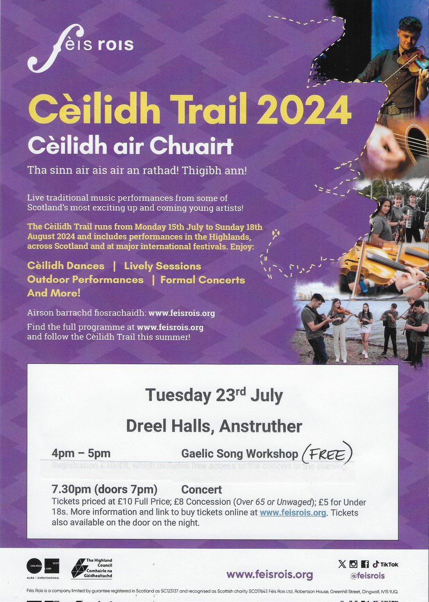 Tha mi air bhioran, bidh Ceilidh Trail a tighinn gu Fhìobha!!