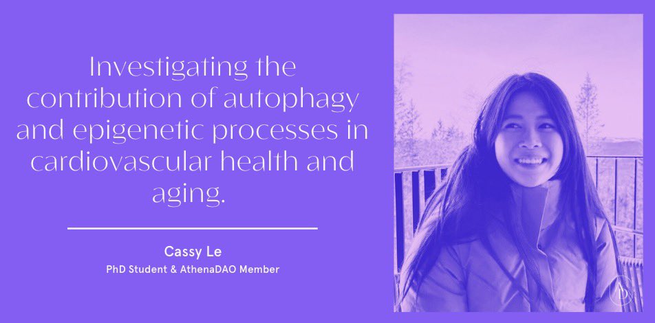 AthenaDAO Science and Dealflow Contributor, <a href="/Cassy_Le_/">Cassy Le</a>, is trying to tackle a part of this problem, building her PhD around investigating the contribution of autophagy and epigenetic processes in cardiovascular health and #aging. 

6/7