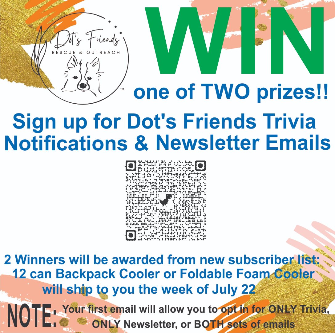 JaniceMeans508's tweet image. Join us for fun &amp;amp; fundraising by joining our Trivia Contests! But first, we need to know how to notify you when they are.
Pls use link or QR code to give us your email. Option for the future, newsletters as well.
dotsfriends.aweb.page/p/ab706f43-042…

#trivia #triviacontests #win #winprizes