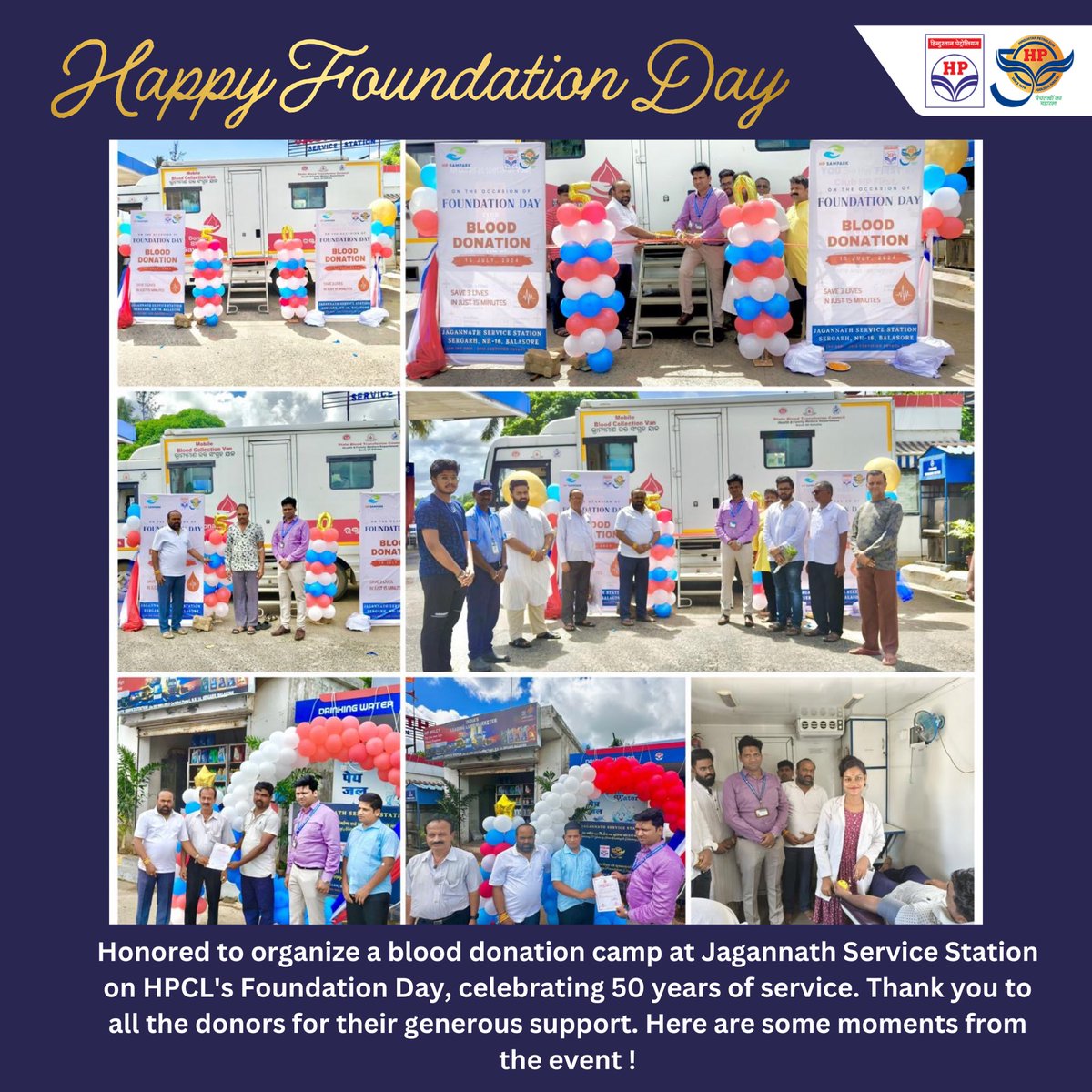 hpcl_jss's tweet photo. Celebrating @HPCL Foundation Day and 50 years of service with a meaningful blood donation camp at Jagannath Service Station! Grateful for everyone who joined us in giving back to the community. 🩸🎉 #HPCLFoundationDay #CommunityService #BloodDonation #HPCL
@hpcl_retail https://t.co/4NA2EEZuTr