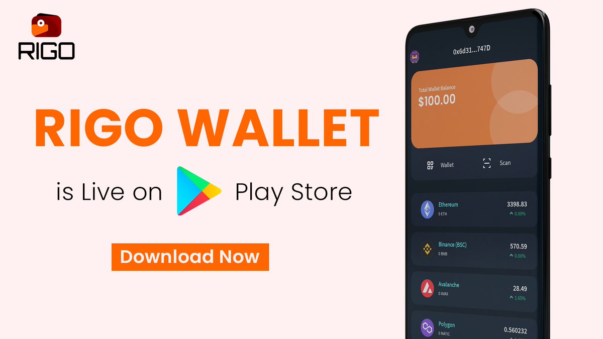 rigowallet's tweet photo. 📲 Exciting news! Rigo Wallet is now live on the Play Store! 🚀 Download now to experience seamless crypto transactions and secure your digital assets. Join the revolution today! 🌐 #RigoWallet #Crypto #Blockchain #downloadnow https://t.co/YVZVuNL2Dx