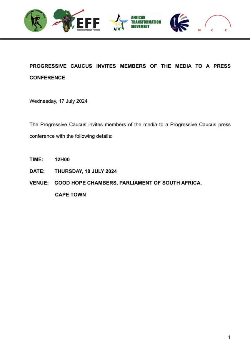 Progressive Caucus Invites Members Of The Media To A Press Conference