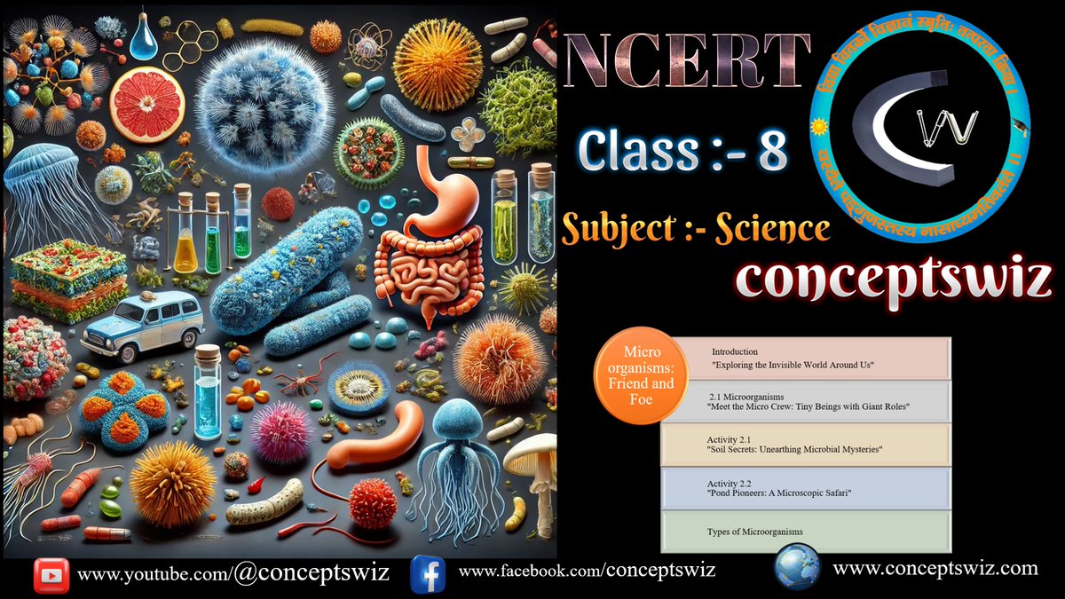 conceptswiz's tweet photo. NCERT : Science : Class 8 : Chapter 2 : Microorganisms: Friend and Foe : Part 1

Explore the unseen with #Microorganisms in #NCERT Class 8 chapter.  Watch now on YouTube [ https://t.co/HlZyqWvlDs ] and Facebook [ https://t.co/DTlHCGqaDd ] https://t.co/FTKJ9xJMTR