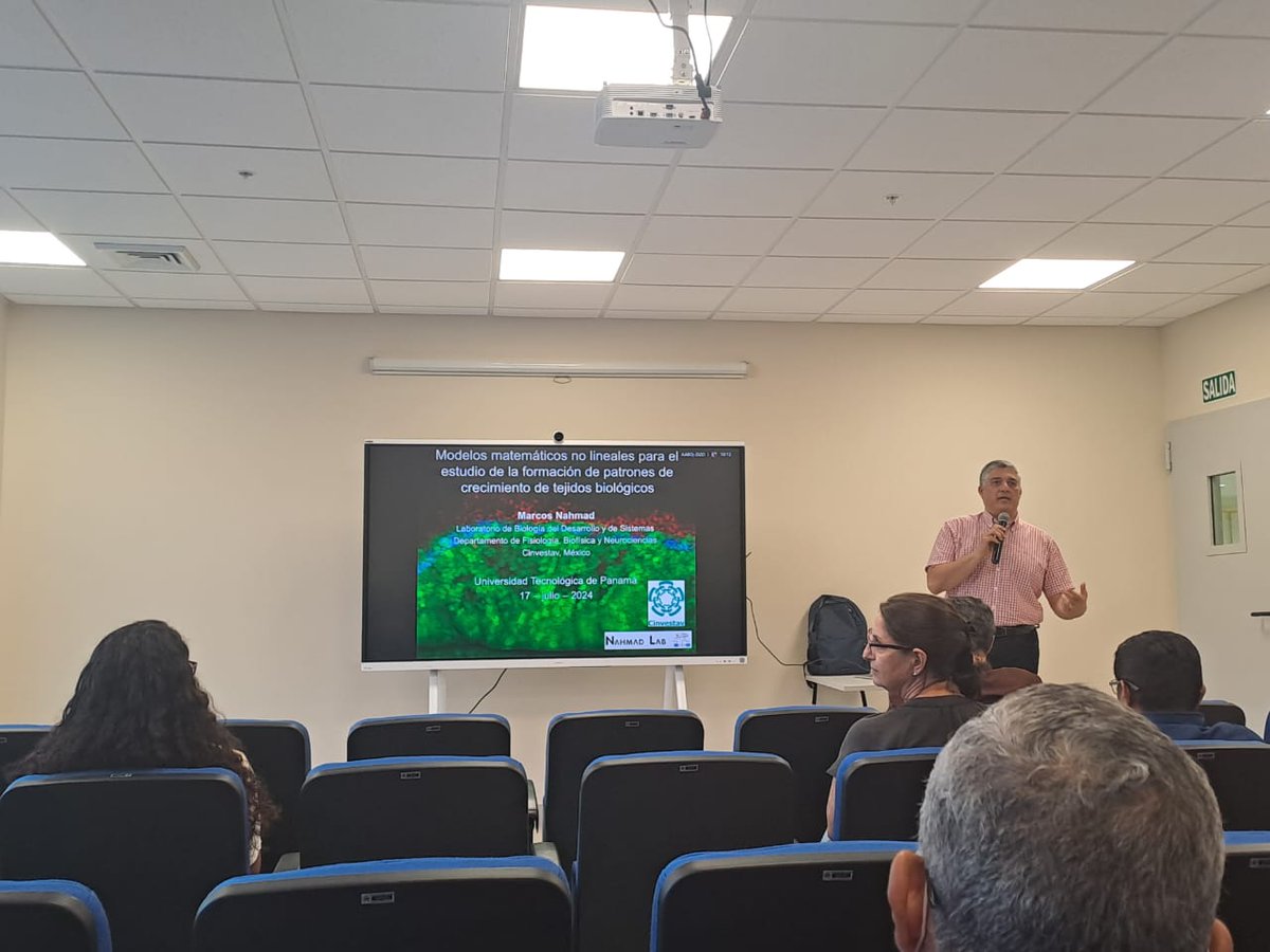 UTPInvestiga's tweet photo. Excelente la presentación del Dr. Marcos Nahmad Bensusan, profesor visitante del CINVESTAV, sobre modelos dinámicos no lineales para el estudio de la formación de patrones y el crecimiento de tejidos biológicos. Evento organizado por @utpfisc y la Dirección de Investigación VIPE. https://t.co/nyqBzBgeOu