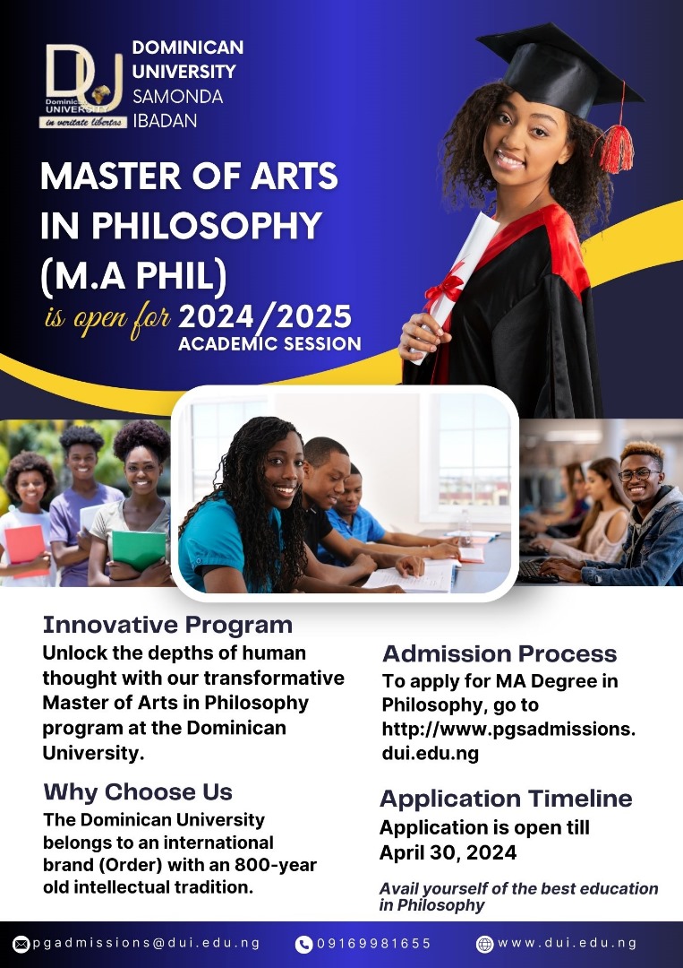 duinigeria's tweet photo. Are you ready to take the next step in your academic journey?
Unlock your potential, pursue your passions, and achieve academic excellence with your Masters programs at our esteemed University.
Apply now!!
Don't just think, think Ahead!!
#MastersPrograms #Philosophy #Computing https://t.co/zAJnlK1nlh