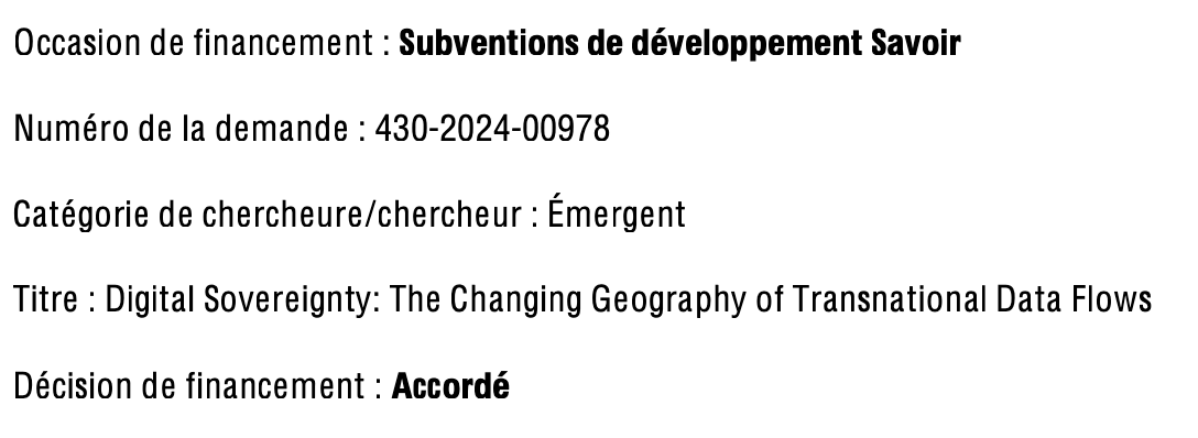 Funding approved for a new project on the changing geography of the digital economy <a href="/CRSH_SSHRC/">CRSH</a> <a href="/ENAP_Universite/">ENAP.ca</a> 🎉🎉 Stay tuned!