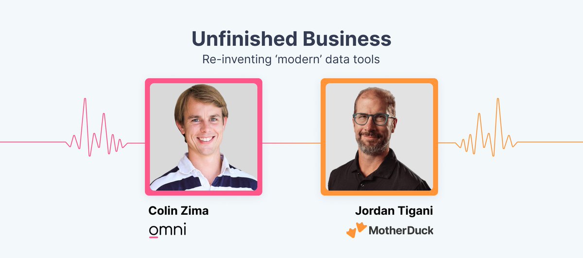 Omni (@omni) on Twitter photo Recently, <a href="/omni/">Omni</a> CEO <a href="/drinkzima/">Colin Zima</a> and <a href="/motherduck/">MotherDuck</a> CEO <a href="/jrdntgn/">Jordan Tigani</a> sat down for an unscripted chat about the past, present, and future of the data stack. It was a 🦆 quackingly 🦆 good time, packed with insights about how the data industry has changed and where it's going. Recently, <a href="/omni/">Omni</a> CEO <a href="/drinkzima/">Colin Zima</a> and <a href="/motherduck/">MotherDuck</a> CEO <a href="/jrdntgn/">Jordan Tigani</a> sat down for an unscripted chat about the past, present, and future of the data stack. It was a 🦆 quackingly 🦆 good time, packed with insights about how the data industry has changed and where it's going.