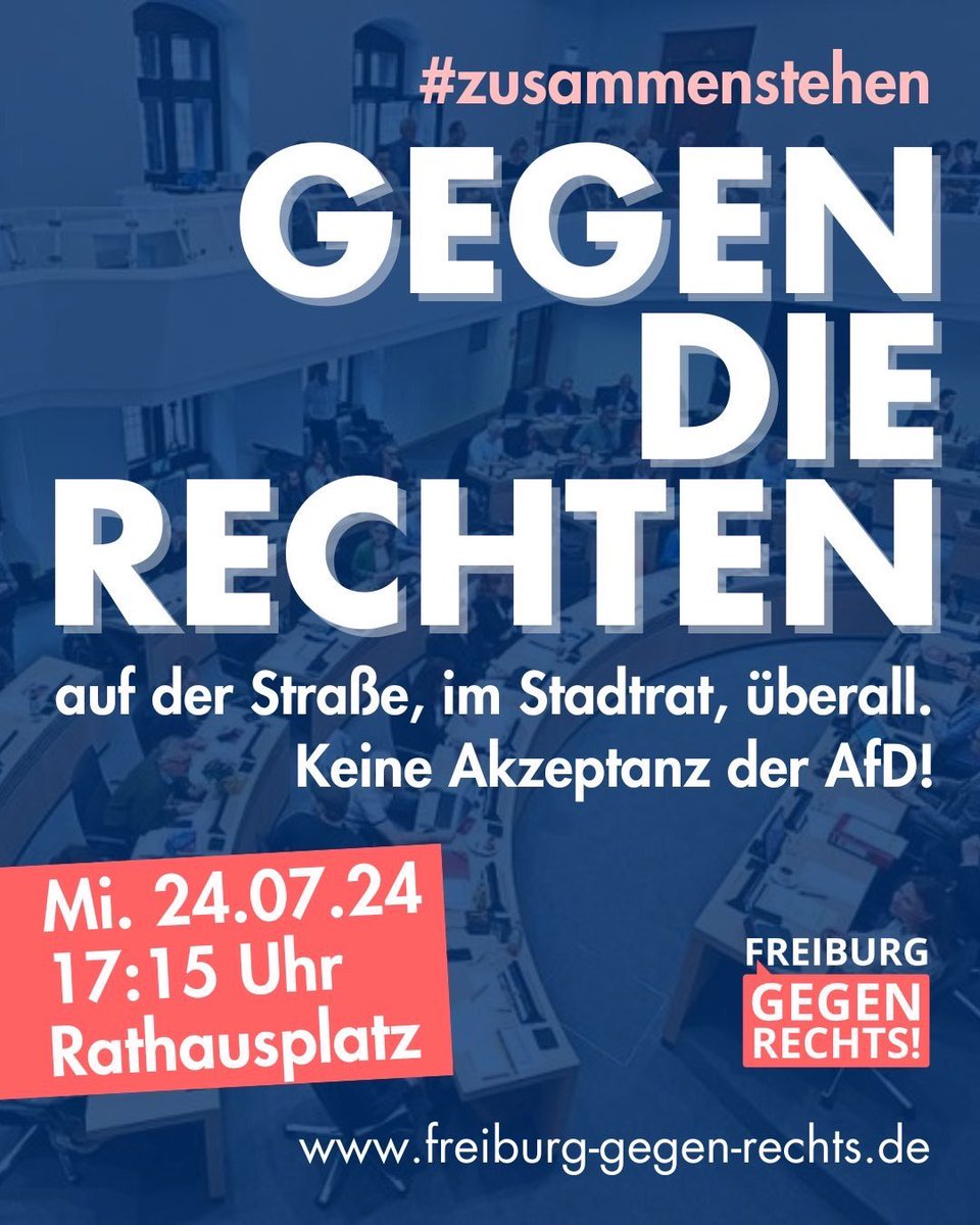 antifafreiburg's tweet image. Am kommenden Mittwoch gemeinsam auf die Straße zur konstituierenden Sitzung des Freiburger Gemeinderats!