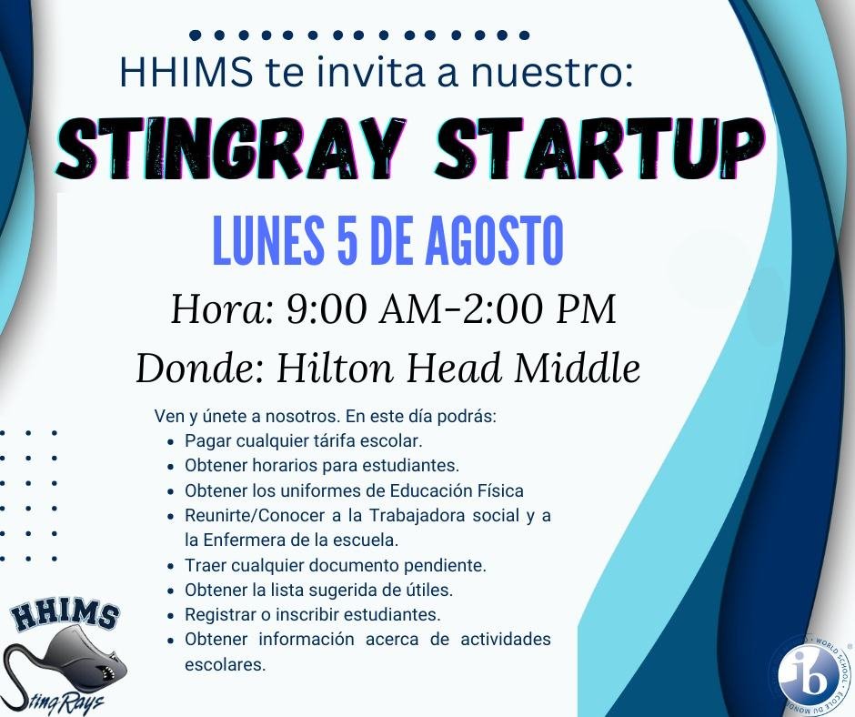 This year's Stingray Startup will be on Monday, August 5. Please note that this year, it will be from 9AM to 2PM w/out a break in the schedule. Did you know that you go ahead and beat the line by enrolling online? This is so you can pick up your child's schedule without a delay.