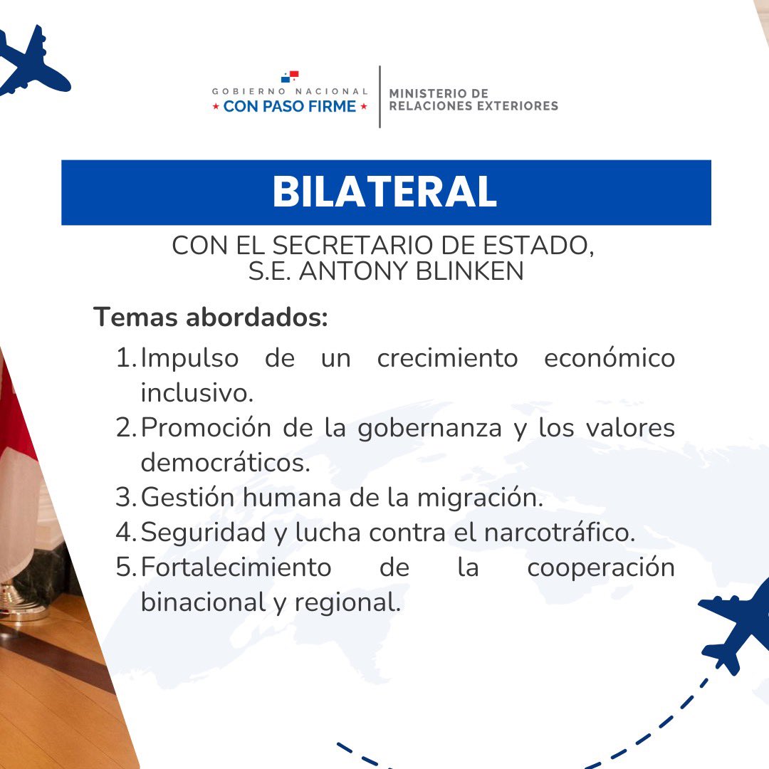 📍| 🇺🇸
En un productivo encuentro con el Sec. de Estado, <a href="/SecBlinken/">Secretary Antony Blinken</a>, pudimos profundizar sobre nuestra histórica agenda bilateral, destacando la importancia del Memorando de Entendimiento firmado el 1 de julio, que impulsa la cooperación entre ambos países en materia migratoria.