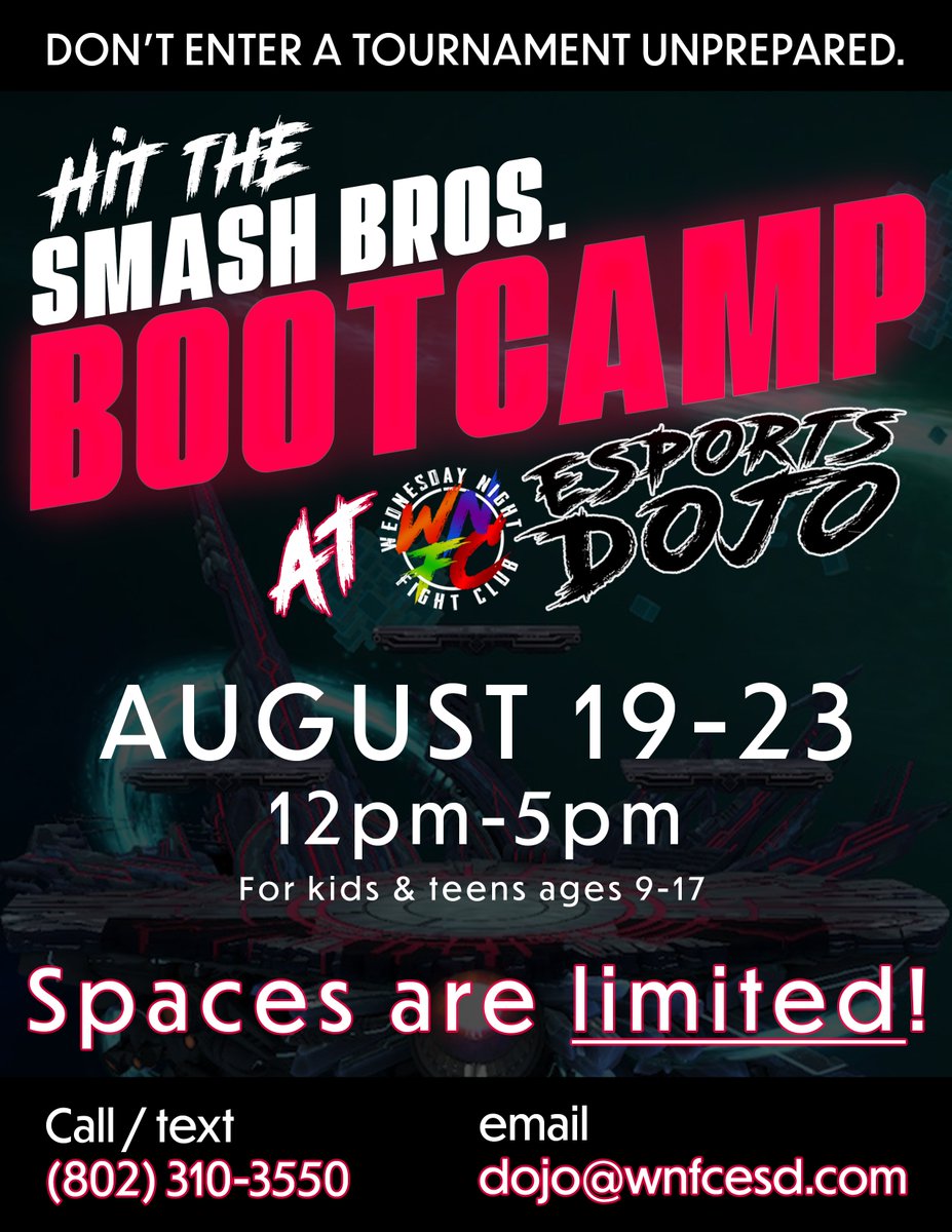 Vermont parents: Got kids / teens entering the massive Smash Melee &amp; Smash Ultimate tournament in September? Need something fun for them to do on the last week of summer break?

This is what they’re looking for. #btv #esports #SmashBros