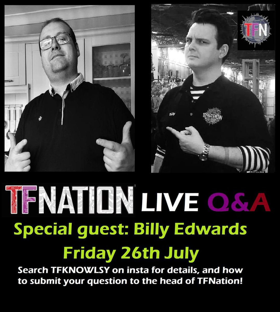 JohnK_1989's tweet photo. It is official!
Huge thanks to Adam White for making this little poster here.
If you're interested in my live TFN Q&A then please send me your questions to ask Billy. @BillyStripes
Post them below here!
@tfnationltd #tfnation #Transformers #TransformersConvention https://t.co/GhfZ0Bf4bQ