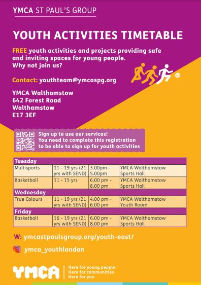 These YMCA Walthamstow youth activities may be of interest to our #ChingfordFoundationSchool community. 

#ChingfordAcademiesTrust #FoundationForLife #CentreOfExcellence #Chingford #WalthamForest