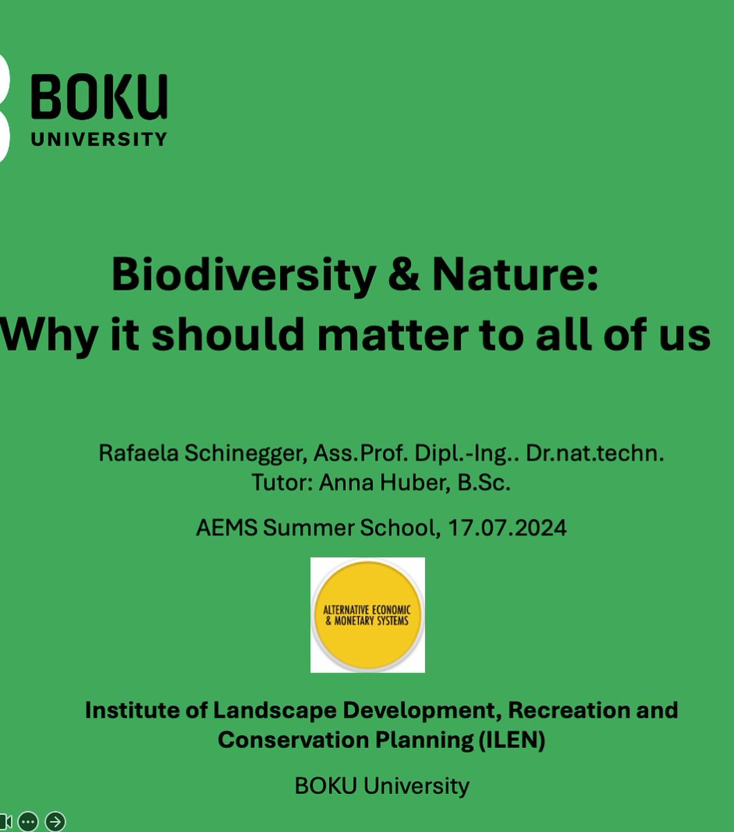 Great experience today! Was invited to give a lecture about „Why biodiversity and nature matter to all of us“ <a href="/BOKUvienna/">BOKU University</a>  <a href="/AEMSVienna/">AEMS Summer University</a> #summerschol of <a href="/OeAD_worldwide/">OeAD</a> with awesome students from various continents and disciplines, including VERY! lively and awesome discussions.