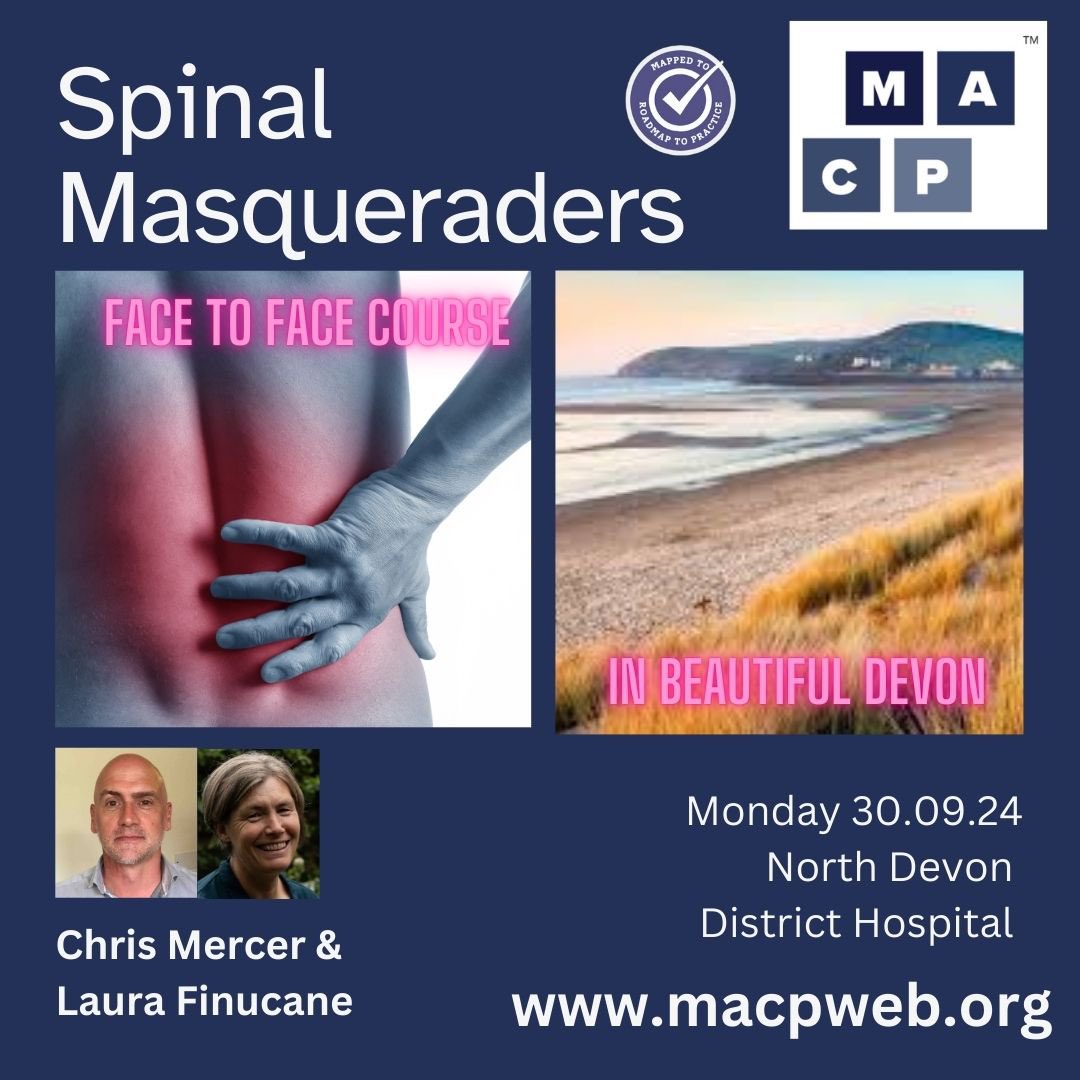 Want to improve your clinical reasoning around managing back pain?

Fancy a break to the seaside?

Combine the two with this fab course right by beautiful Devon beaches. 

For more info and to book your place👇🏽
macpweb.org/events/calenda…