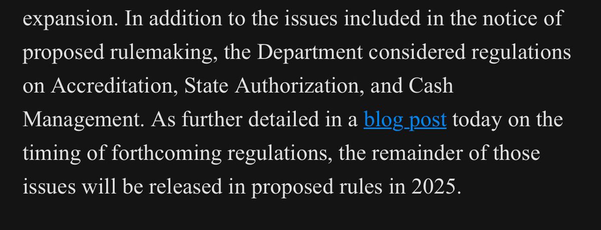 Regs on accreditation, state authorization and more delayed until next year, so if Biden doesn’t win, they are likely dead in the water.