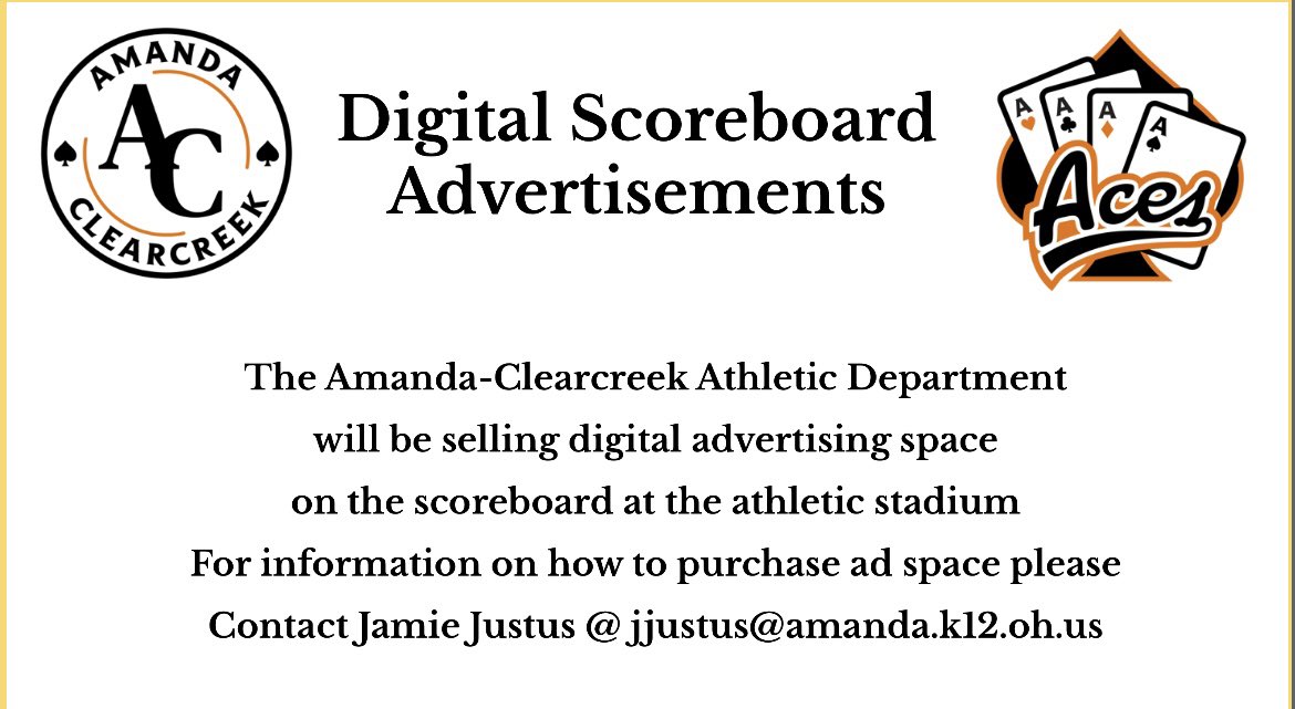 Advertising opportunities at all fall AC home athletic events for the 2024 season!