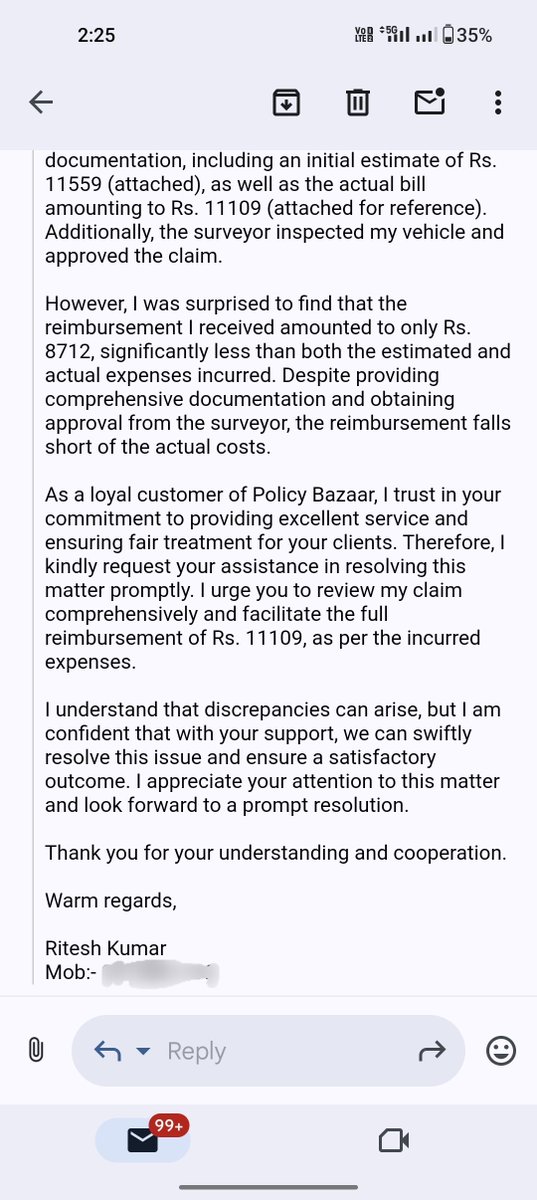 meetwidritesh's tweet photo. @policybazaar I've tried reaching out multiple times via email, chat, and calls regarding my claim, but no resolution has been provided yet. This ongoing issue is extremely frustrating. Please assist urgently. https://t.co/bVKtg0MheK