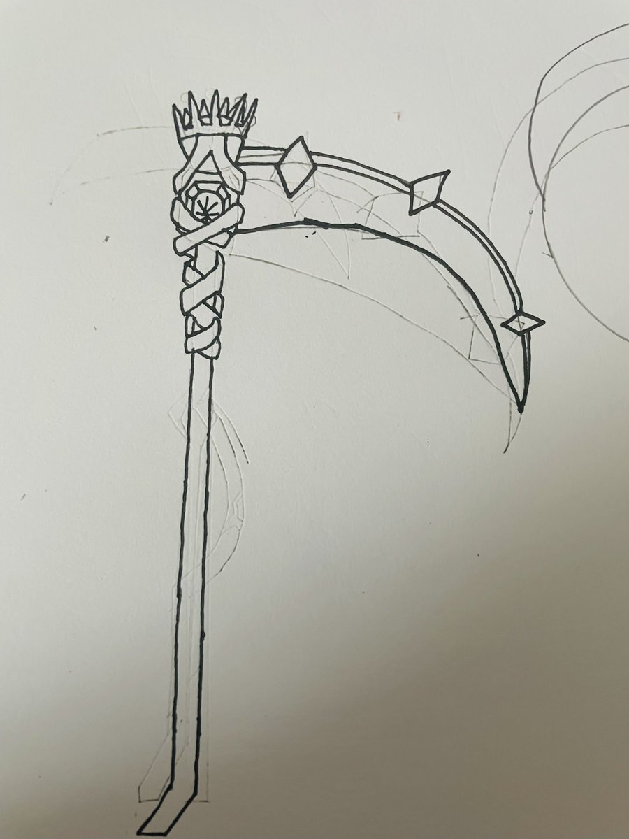 dragonspine123's tweet image. #ocart #WeaponShowcase 
I saw the new pal from pal world and got an urge to make a moon themed scythe, this one went to @Krolic20, Current name is Moon Lily after the flower.
Blade is  macedonian silver with gold spiral trim and black matte handle the gem on top angel skin opal.