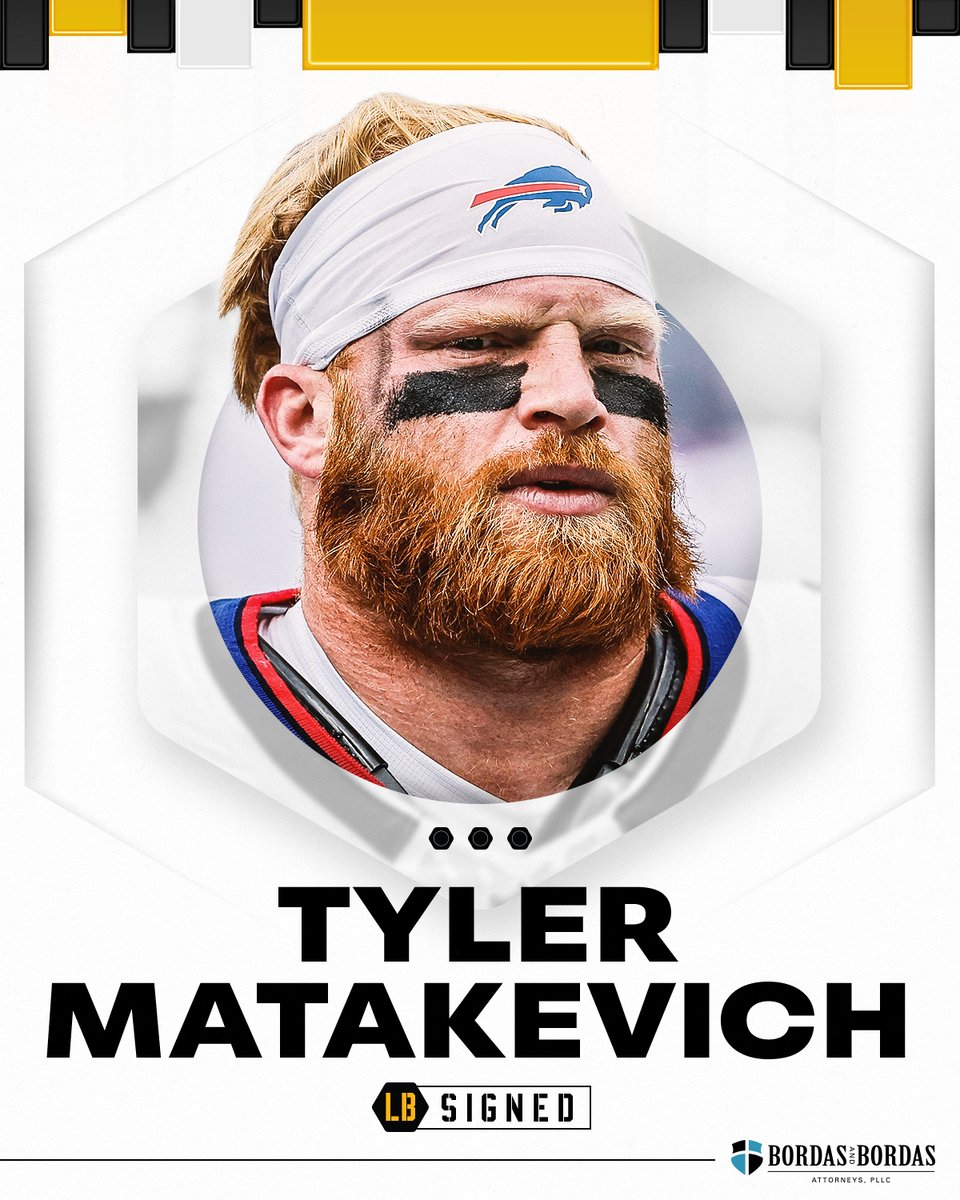 Pittsburgh Steelers (@steelers) on Twitter photo We have signed LB Tyler Matakevich to a one-year contract. <a href="/BordasLaw/">Bordas & Bordas</a>
📝: bit.ly/3WbRDmW We have signed LB Tyler Matakevich to a one-year contract. <a href="/BordasLaw/">Bordas & Bordas</a>
📝: bit.ly/3WbRDmW