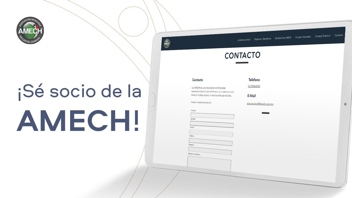 AMECHMX's tweet photo. ¿Eres empresa que ofrece Servicios Especializados o soluciones de RR.HH y te gustaría ser socio de la AMECH?
Escríbenos por nuestras redes oficiales o entra a https://t.co/ER2PvR2E8E y contáctanos en el formulario de nuestro sitio web. #AMECH https://t.co/HAG051Vn3X