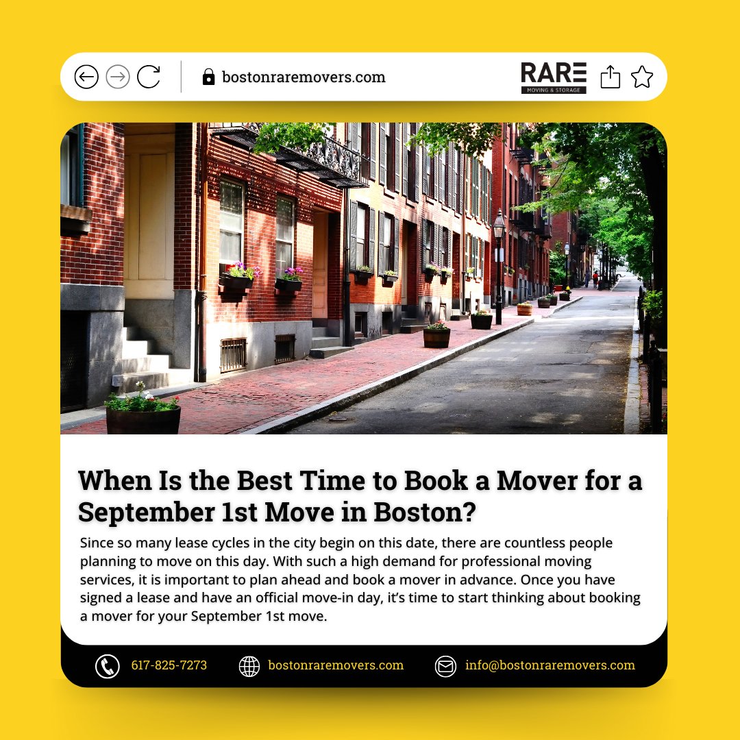 BostonRAREMover's tweet image. Are you planning to move with the crowd on September 1st in Boston? Read our latest blog to learn when the best time to book a mover is to avoid delays or last-minute surprises! Find the full article and contact us for expert help at bostonraremovers.com/2024/07/01/whe…

#movingblog