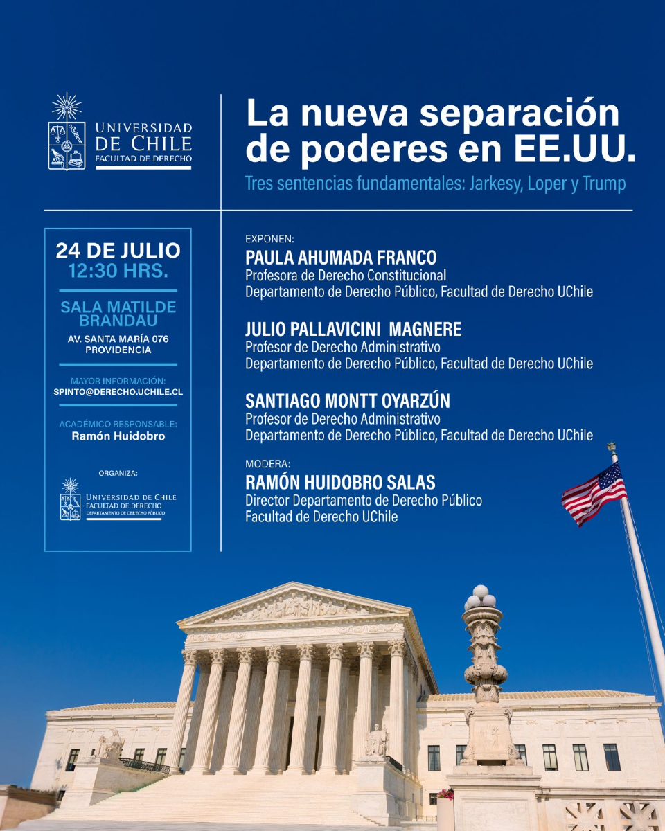 #Agenda | Seminario "La nueva separación de poderes en EE.UU."

📅Miércoles 24 de julio
⌚12:30 hrs.
📍Sala Matilde Brandau

🔗Revisa los detalles aquí 👉uchile.cl/d218380
