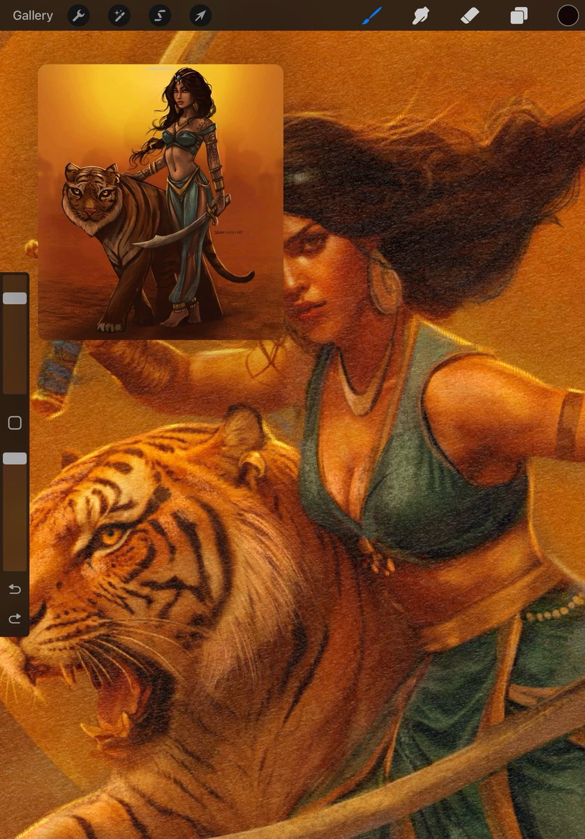 byseannash's tweet image. Back to working on some person art! I’m currently re-creating this old Jasmine & Rajah piece I done back in 2018.
I loved this idea of the Disney princess becoming bad a** female characters! Who should I paint next? #Disney #art #digitalart #jasmine #aladdin