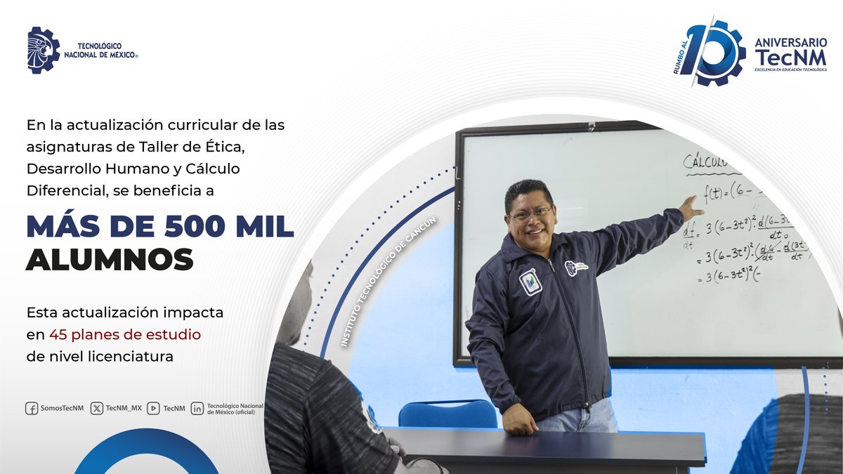 #RumboAlDécimoAniversario
En el #TecNM continuamos con nuestra misión de formar integralmente profesionales competitivos y también ciudadanos comprometidos con la transformación social y el bienestar común!👷🏻‍♂️👷🏻‍♀️

#TecNM10Años
#ExcelenciaEnEducaciónTecnológica