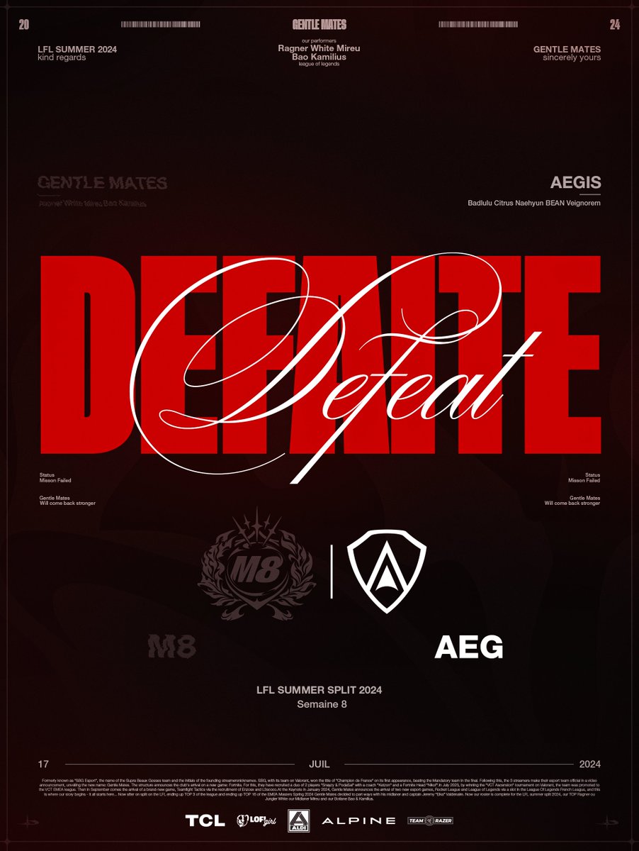gentlemates's tweet photo. On essayera de montrer un meilleur visage pour notre dernier match demain

GG WP Aegis https://t.co/tt1sGn5Z8g