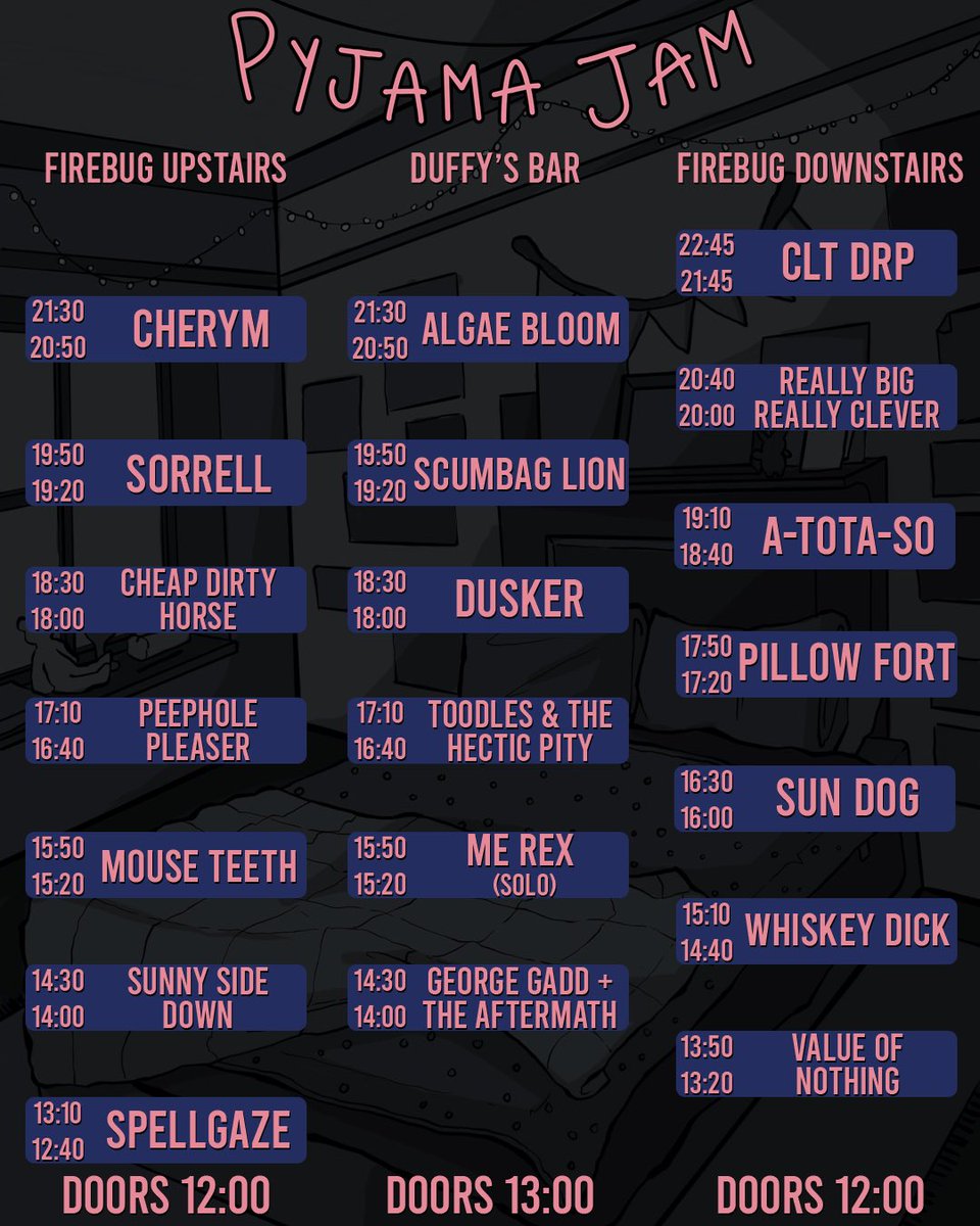 Cushion Castle Promo (@cushioncastle) on Twitter photo We have set times 👀👀
Sunday’s gonna be a wild time 🤯 We have set times 👀👀
Sunday’s gonna be a wild time 🤯