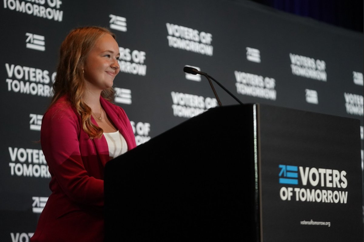 Bayly Hoehne (@hoehnebayly) on Twitter photo My name is Bayly Hoehne, and I'm the 16 year old Chief of Staff for <a href="/VotersTomorrow/">Voters of Tomorrow</a>.
The VOTeam and I are working nonstop to turn out Gen Z voters to defeat Donald Trump and his MAGA movement.
Can you RT and follow to help spread our work? My name is Bayly Hoehne, and I'm the 16 year old Chief of Staff for <a href="/VotersTomorrow/">Voters of Tomorrow</a>.
The VOTeam and I are working nonstop to turn out Gen Z voters to defeat Donald Trump and his MAGA movement.
Can you RT and follow to help spread our work?